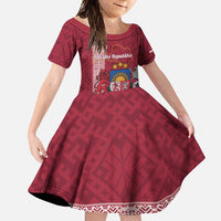Personalised Latvia Family Matching Short Sleeve Bodycon Dress and Hawaiian Shirt Latvijas Republika Folk Pattern