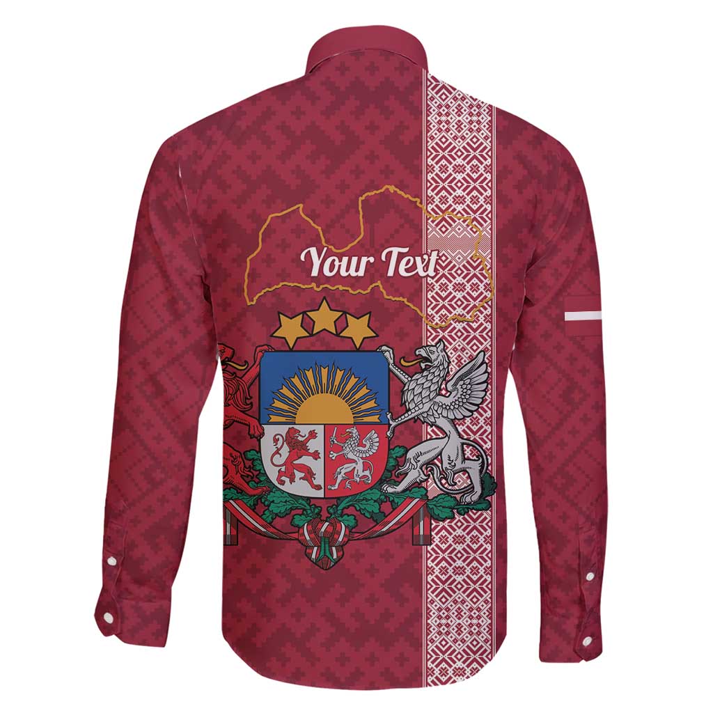 Personalised Latvia Family Matching Short Sleeve Bodycon Dress and Hawaiian Shirt Latvijas Republika Folk Pattern