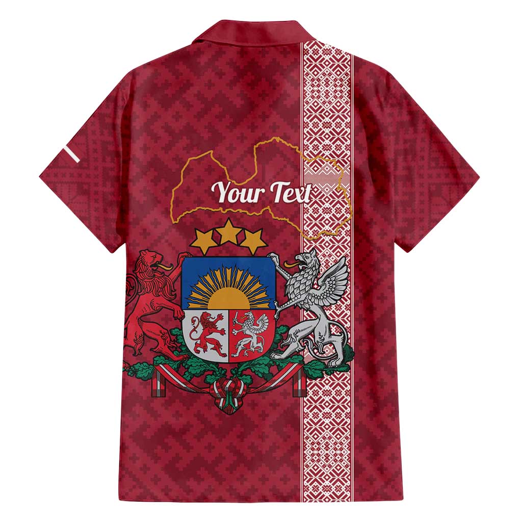 Personalised Latvia Family Matching Summer Maxi Dress and Hawaiian Shirt Latvijas Republika Folk Pattern