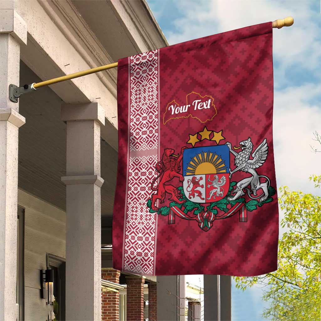Personalised Latvia Garden Flag Latvijas Republika Folk Pattern