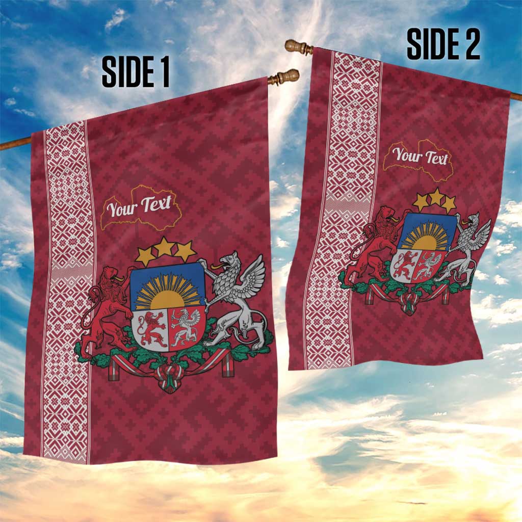 Personalised Latvia Garden Flag Latvijas Republika Folk Pattern