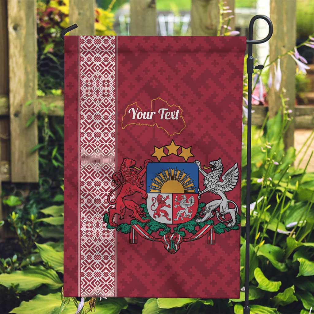 Personalised Latvia Garden Flag Latvijas Republika Folk Pattern