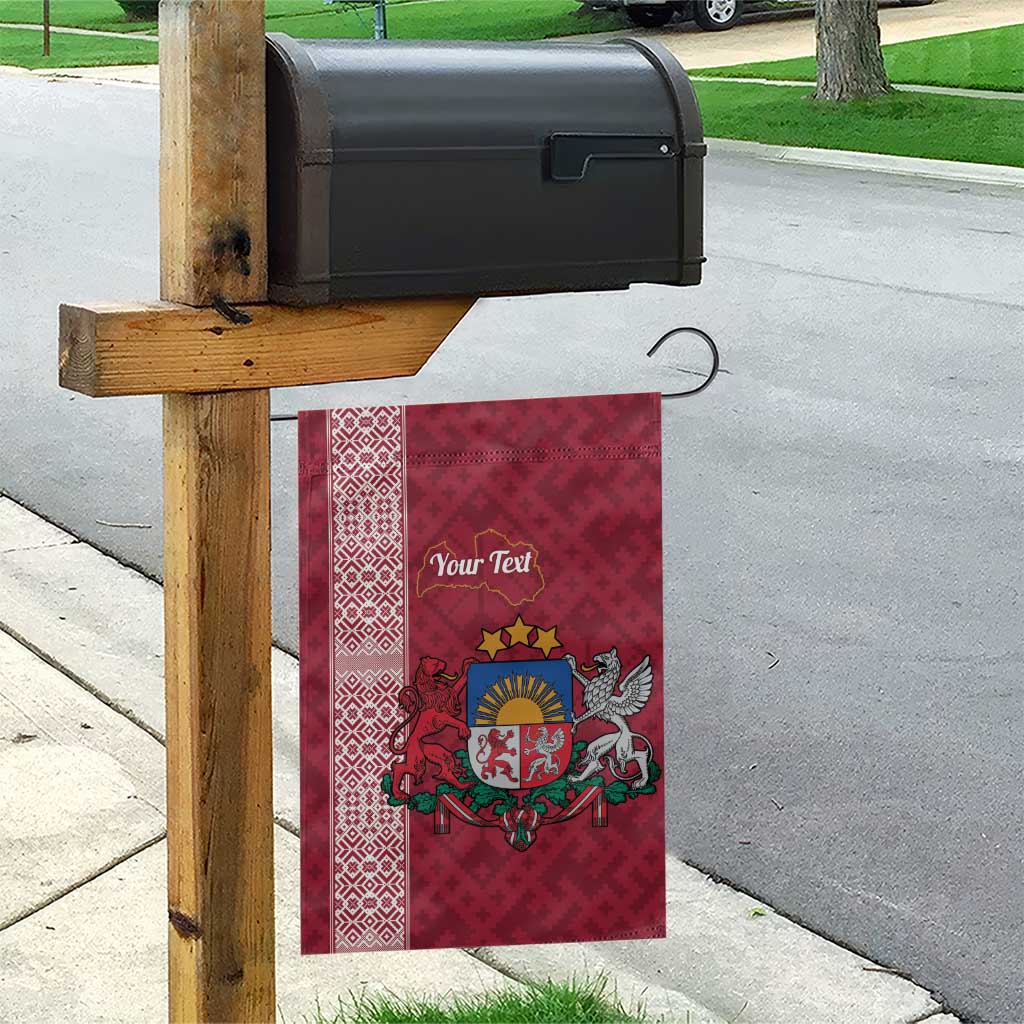 Personalised Latvia Garden Flag Latvijas Republika Folk Pattern