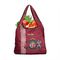 Personalised Latvia Grocery Bag Latvijas Republika Folk Pattern