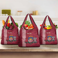 Personalised Latvia Grocery Bag Latvijas Republika Folk Pattern