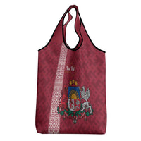 Personalised Latvia Grocery Bag Latvijas Republika Folk Pattern