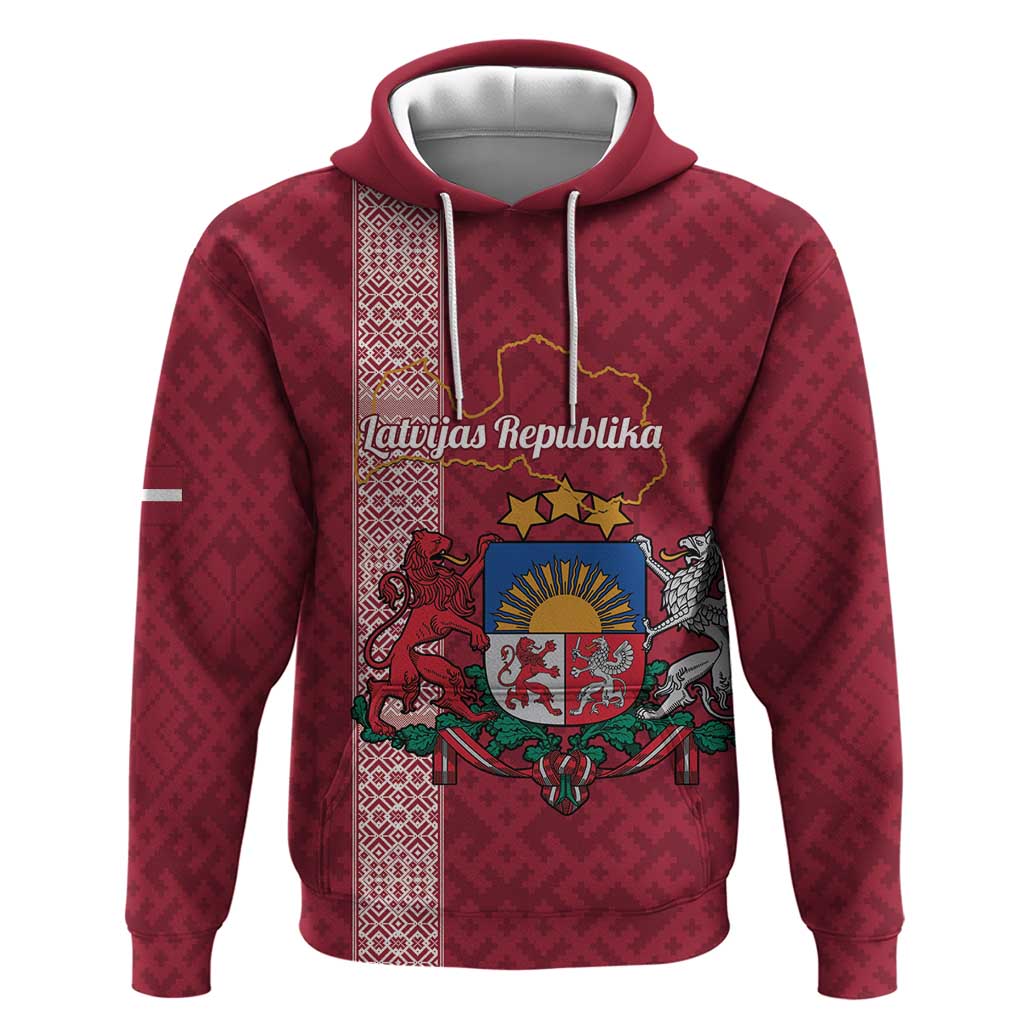 Personalised Latvia Hoodie Latvijas Republika Folk Pattern