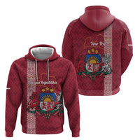 Personalised Latvia Hoodie Latvijas Republika Folk Pattern