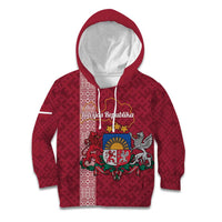 Personalised Latvia Kid Hoodie Latvijas Republika Folk Pattern