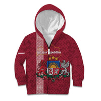 Personalised Latvia Kid Hoodie Latvijas Republika Folk Pattern