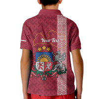 Personalised Latvia Kid Polo Shirt Latvijas Republika Folk Pattern