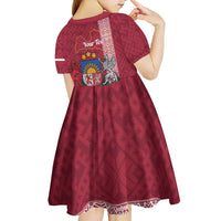 Personalised Latvia Kid Short Sleeve Dress Latvijas Republika Folk Pattern