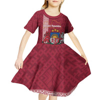 Personalised Latvia Kid Short Sleeve Dress Latvijas Republika Folk Pattern