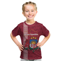 Personalised Latvia Kid T Shirt Latvijas Republika Folk Pattern