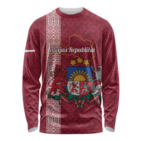 Personalised Latvia Long Sleeve Shirt Latvijas Republika Folk Pattern
