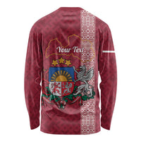 Personalised Latvia Long Sleeve Shirt Latvijas Republika Folk Pattern