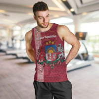 Personalised Latvia Men Tank Top Latvijas Republika Folk Pattern