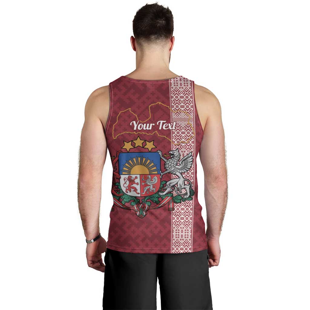Personalised Latvia Men Tank Top Latvijas Republika Folk Pattern