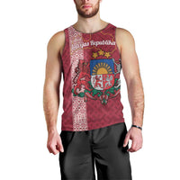 Personalised Latvia Men Tank Top Latvijas Republika Folk Pattern