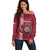 Personalised Latvia Off Shoulder Sweater Latvijas Republika Folk Pattern