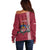 Personalised Latvia Off Shoulder Sweater Latvijas Republika Folk Pattern