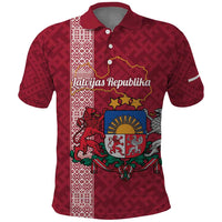 Personalised Latvia Polo Shirt Latvijas Republika Folk Pattern