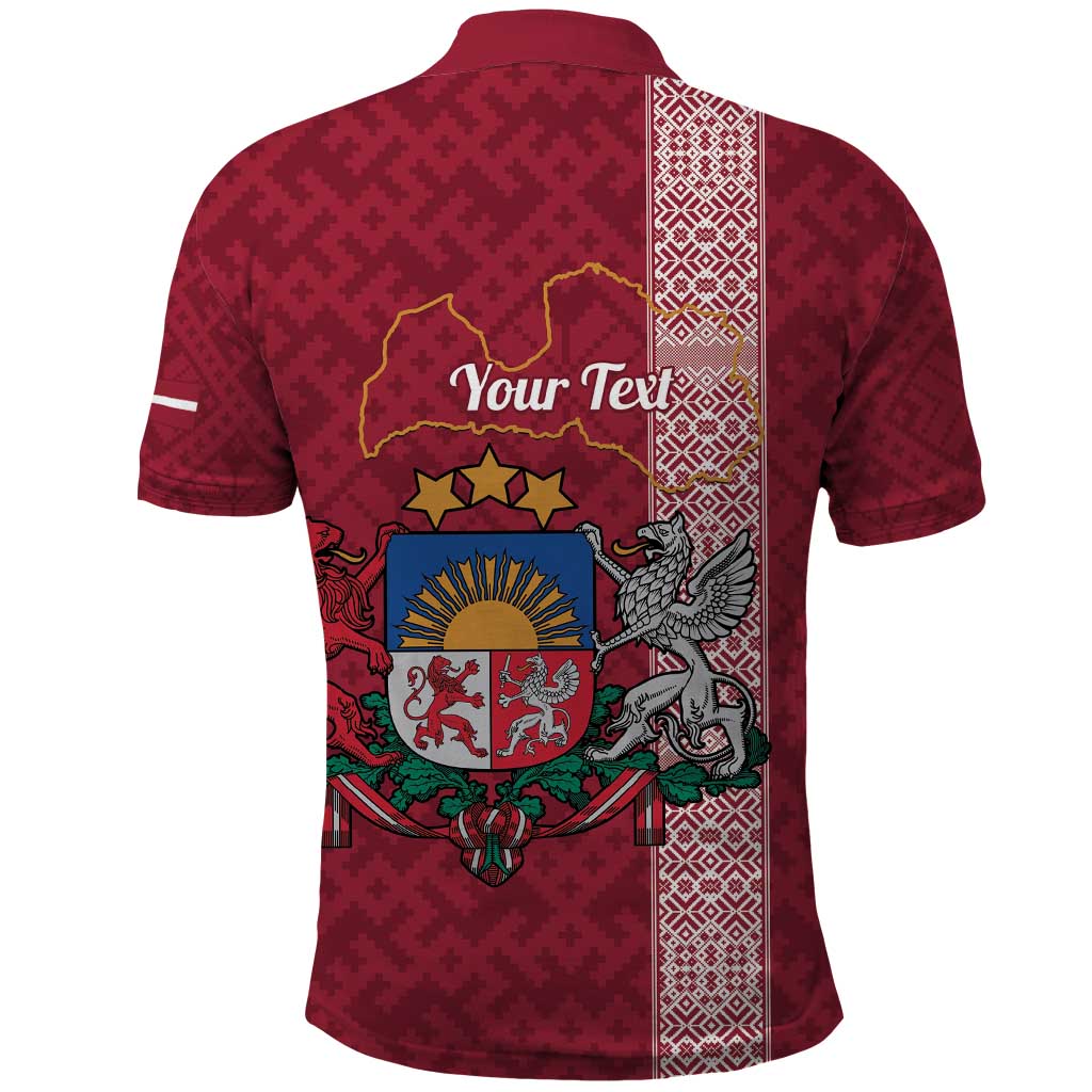 Personalised Latvia Polo Shirt Latvijas Republika Folk Pattern