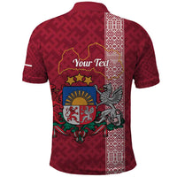 Personalised Latvia Polo Shirt Latvijas Republika Folk Pattern