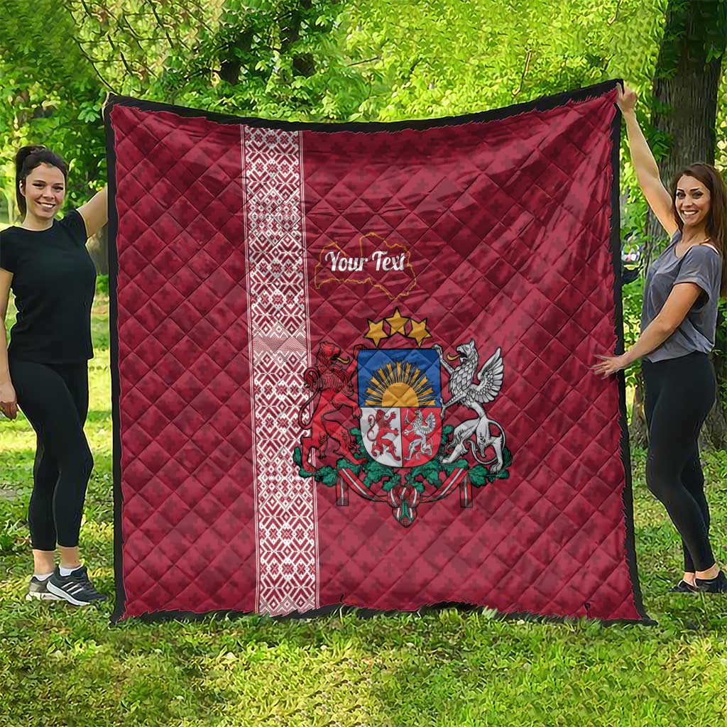 Personalised Latvia Quilt Latvijas Republika Folk Pattern