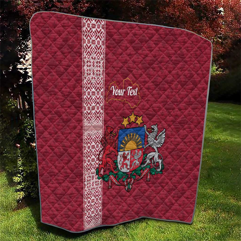Personalised Latvia Quilt Latvijas Republika Folk Pattern