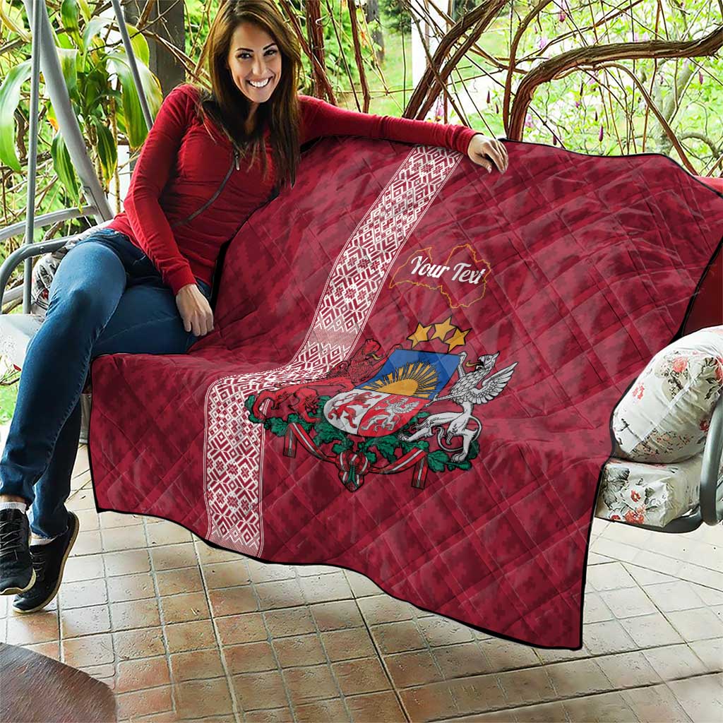 Personalised Latvia Quilt Latvijas Republika Folk Pattern