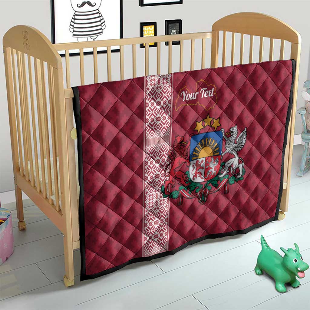 Personalised Latvia Quilt Latvijas Republika Folk Pattern