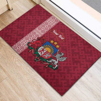 Personalised Latvia Rubber Doormat Latvijas Republika Folk Pattern