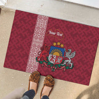Personalised Latvia Rubber Doormat Latvijas Republika Folk Pattern