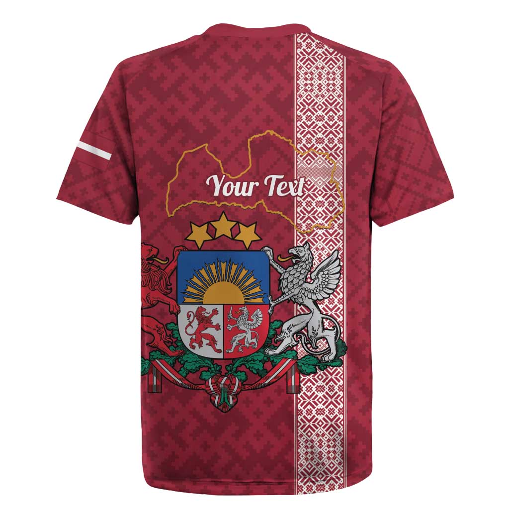 Personalised Latvia Rugby Jersey Latvijas Republika Folk Pattern