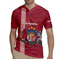 Personalised Latvia Rugby Jersey Latvijas Republika Folk Pattern