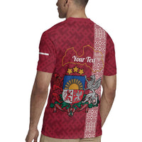 Personalised Latvia Rugby Jersey Latvijas Republika Folk Pattern
