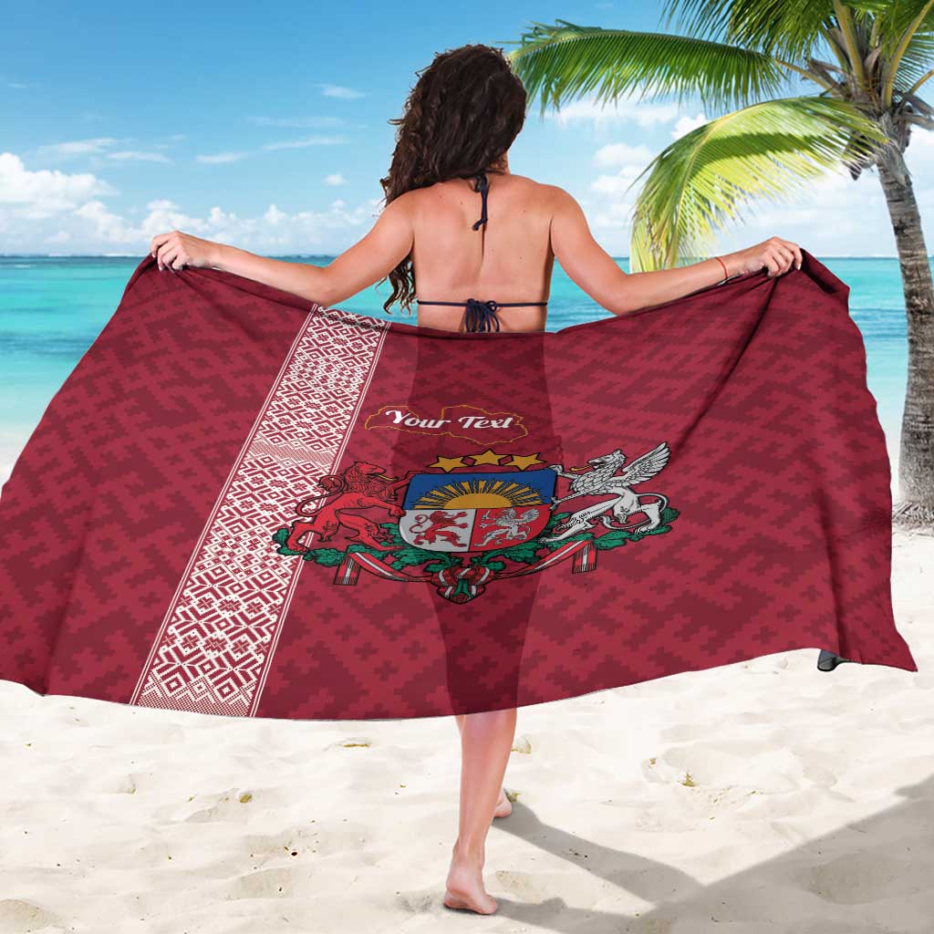 Personalised Latvia Sarong Latvijas Republika Folk Pattern