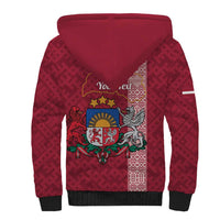 Personalised Latvia Sherpa Hoodie Latvijas Republika Folk Pattern