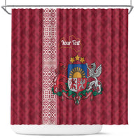 Personalised Latvia Shower Curtain Latvijas Republika Folk Pattern