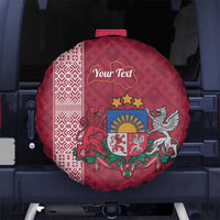 Personalised Latvia Spare Tire Cover Latvijas Republika Folk Pattern