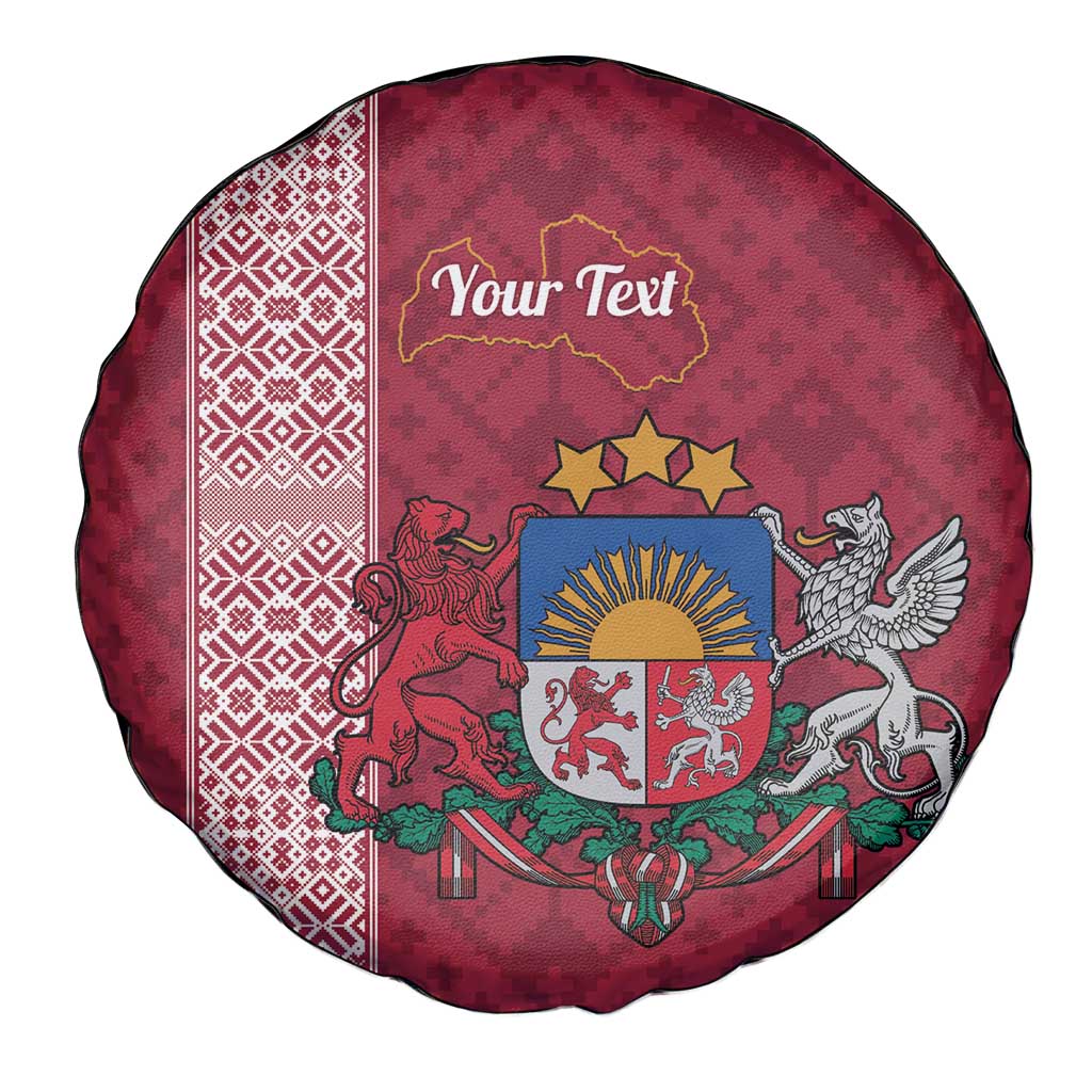 Personalised Latvia Spare Tire Cover Latvijas Republika Folk Pattern