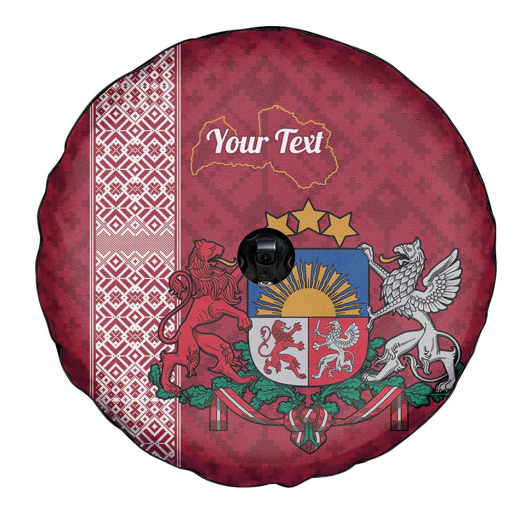 Personalised Latvia Spare Tire Cover Latvijas Republika Folk Pattern