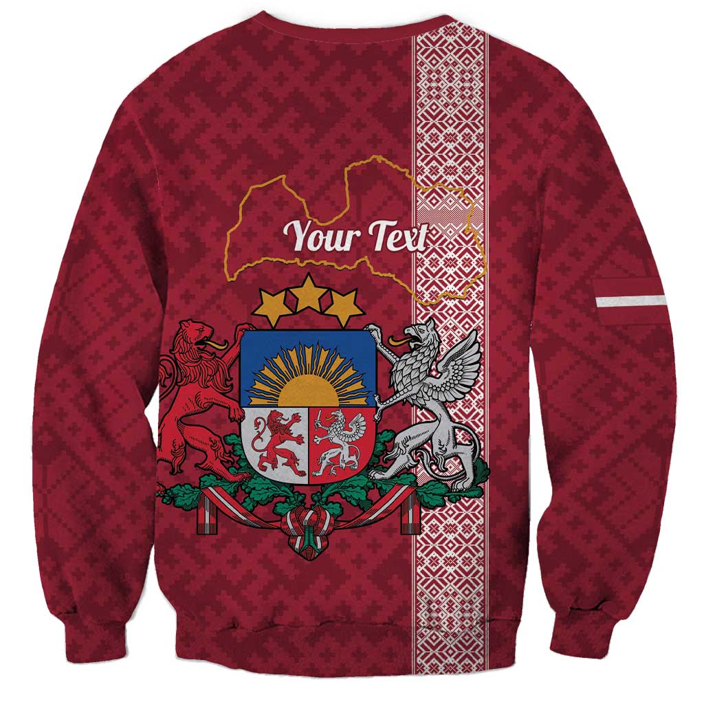 Personalised Latvia Sweatshirt Latvijas Republika Folk Pattern