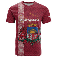 Personalised Latvia T Shirt Latvijas Republika Folk Pattern