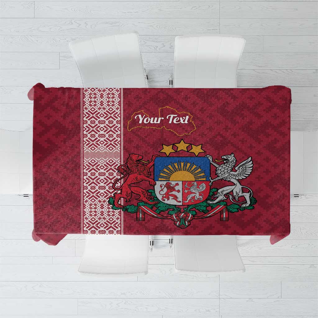 Personalised Latvia Tablecloth Latvijas Republika Folk Pattern