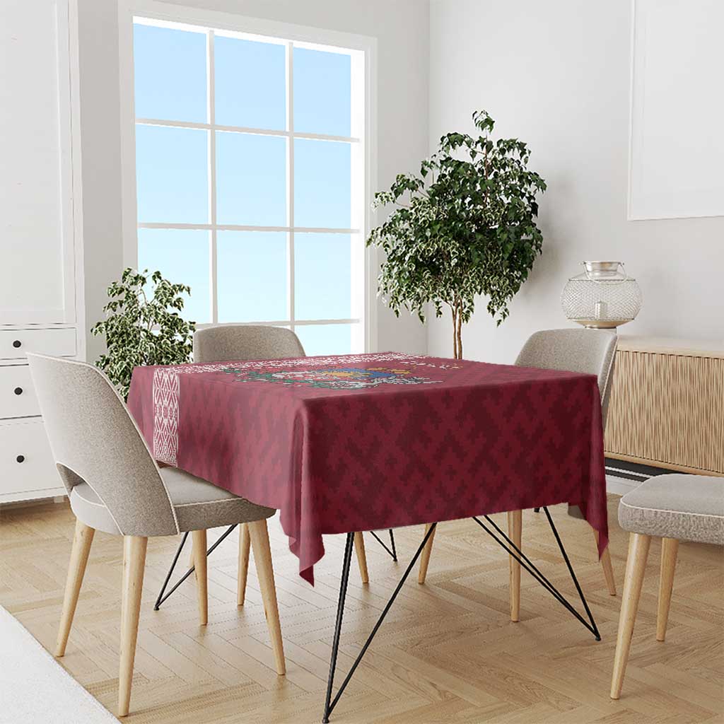 Personalised Latvia Tablecloth Latvijas Republika Folk Pattern