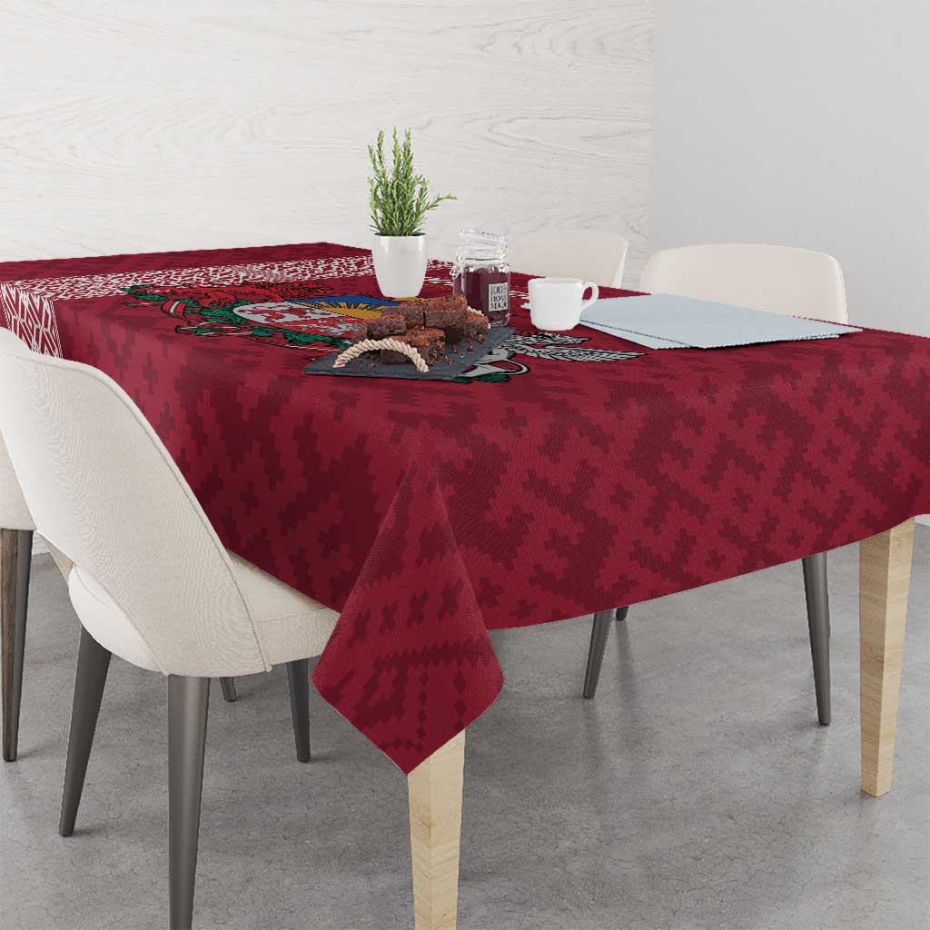 Personalised Latvia Tablecloth Latvijas Republika Folk Pattern