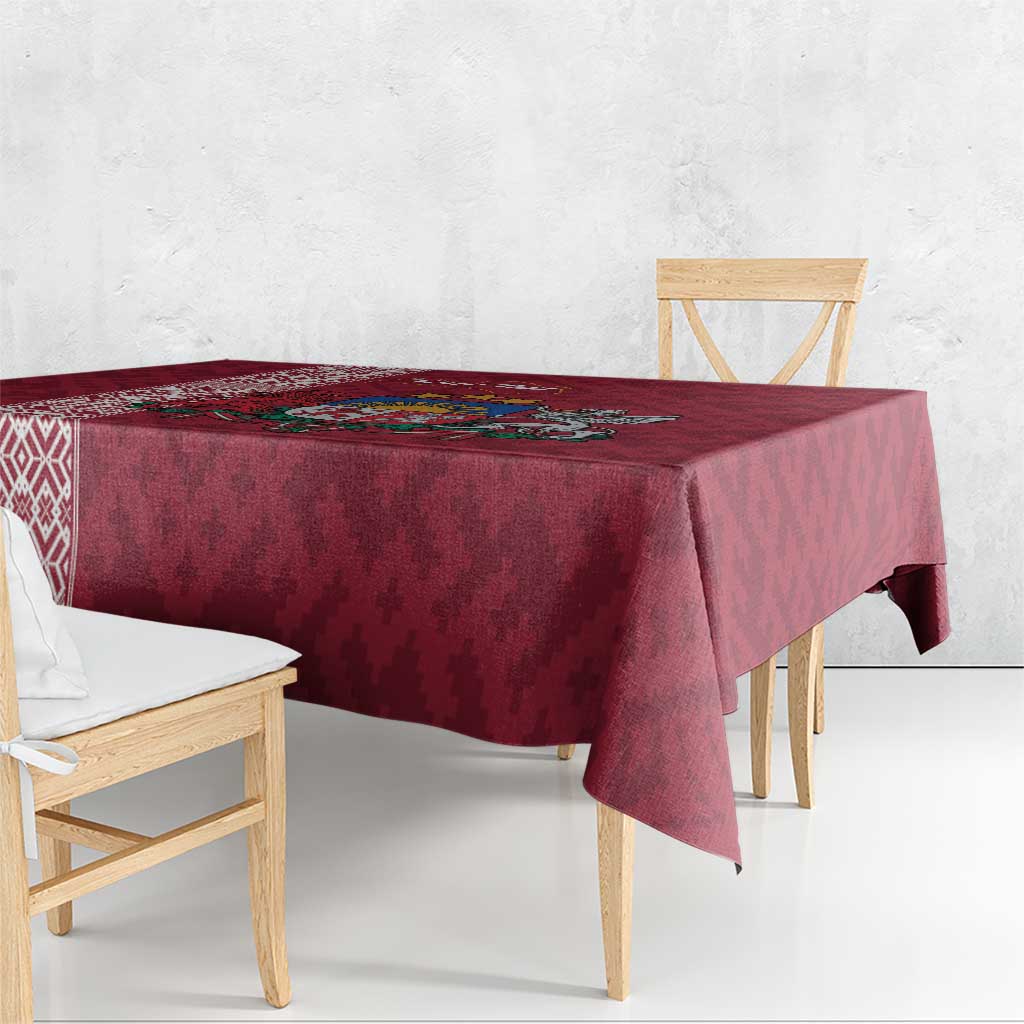 Personalised Latvia Tablecloth Latvijas Republika Folk Pattern