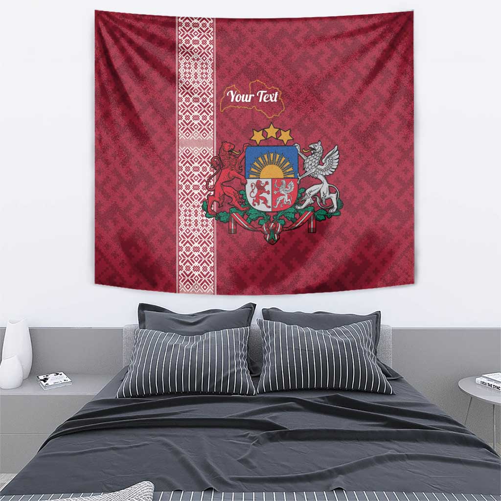 Personalised Latvia Tapestry Latvijas Republika Folk Pattern
